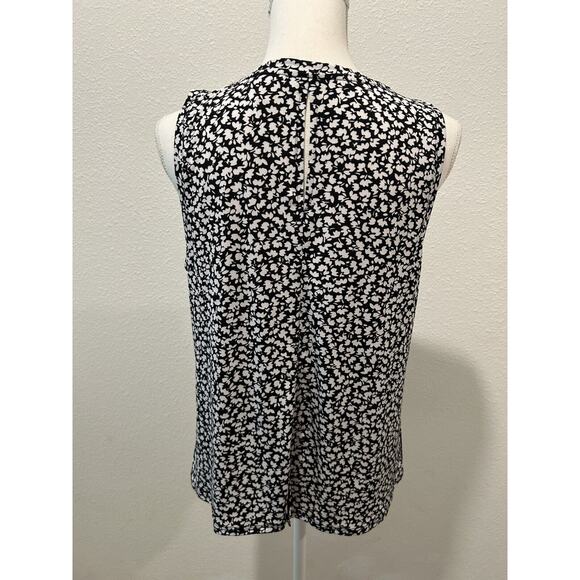 Vince Camuto Womens Printed Split-Back Key Rich Black Floral Blouse Top B68 - Picture 4 of 7